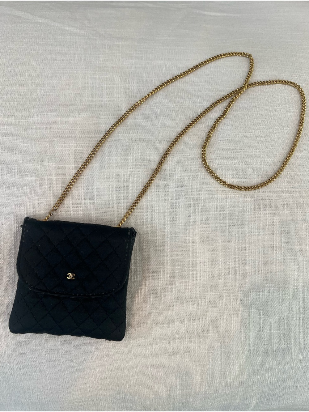 CHANEL Black Quilted Mini Shoulder Bag with Gold Chain